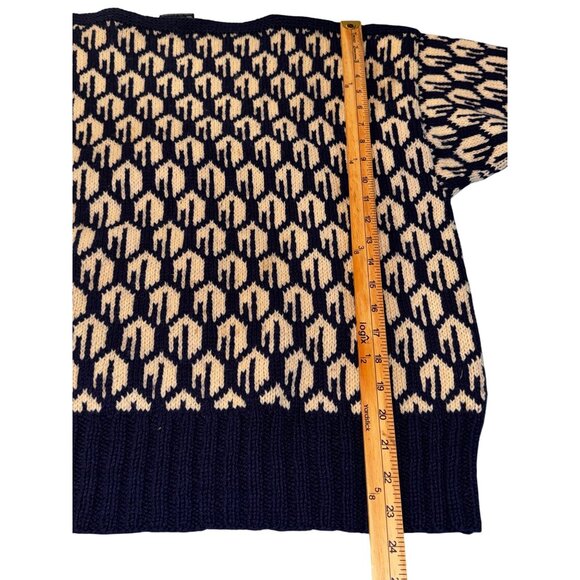 Handknitted Oslo Sweater Shop Pure Wool Blue & White Nordic Pattern Pullover - Picture 7 of 7